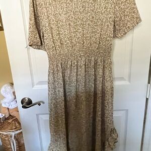 Three Bird Nest Floral Tan Dress